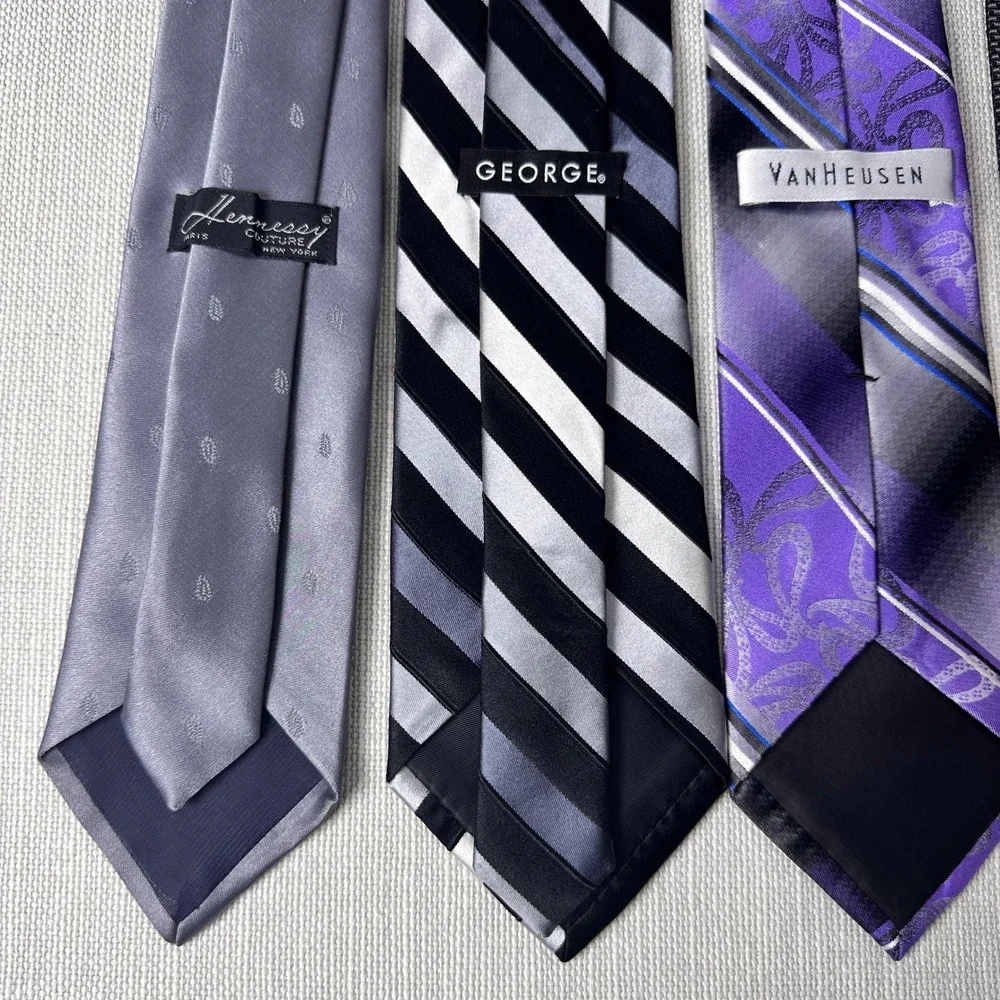 Vintage Classic Purple Grey Necktie Bundle Hennessy George Van Heusen Bill Blass